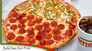 An Example of a Customized Pizza - Build Your Own Pizza, Pick Your Toppings of Meats and Veggies