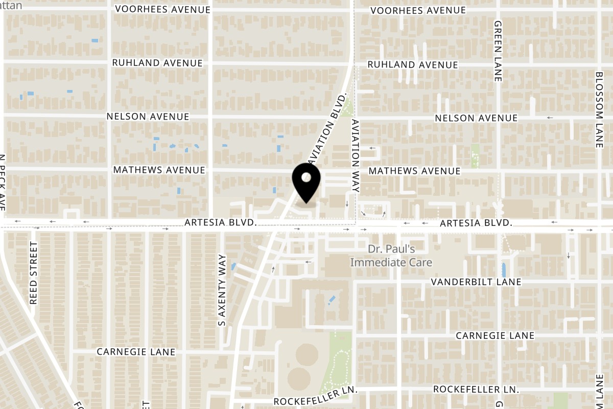 Map showing the location of Ameci Pizza & Pasta Manhattan Beach/Redondo Beach on 1751 Artesia Blvd in Manhattan Beach